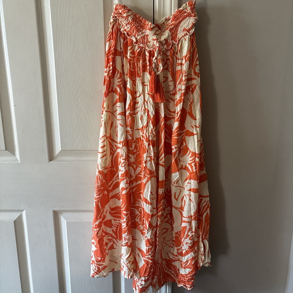 Orange and Cream Flowy Pants